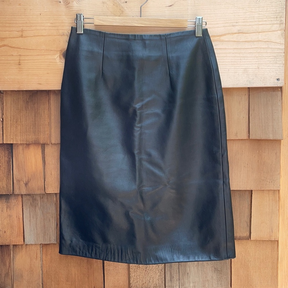 Intermix Black Leather Pencil Skirt